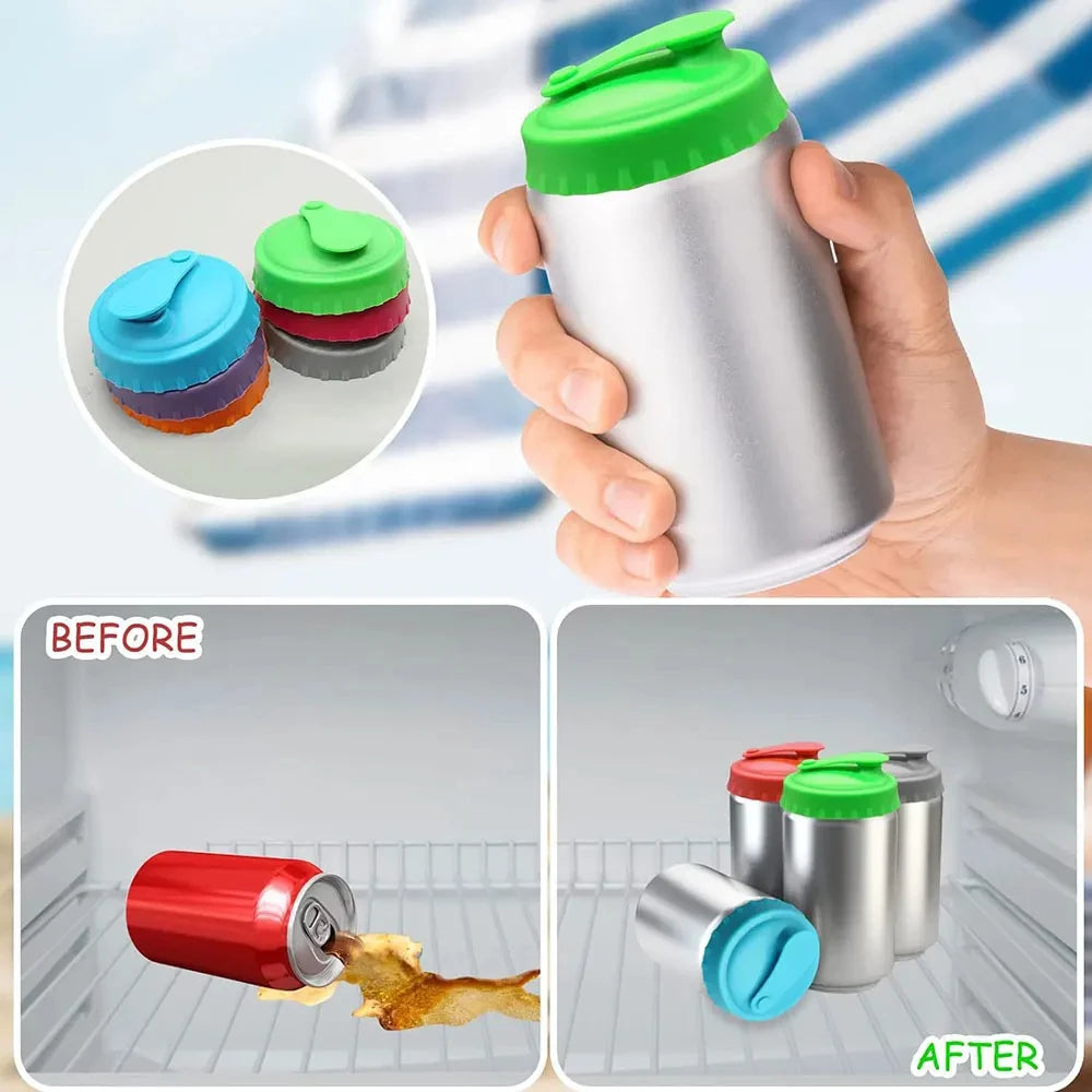 2 Styles Reusable Silicone Soda Can Lid Sealing Cover Protective