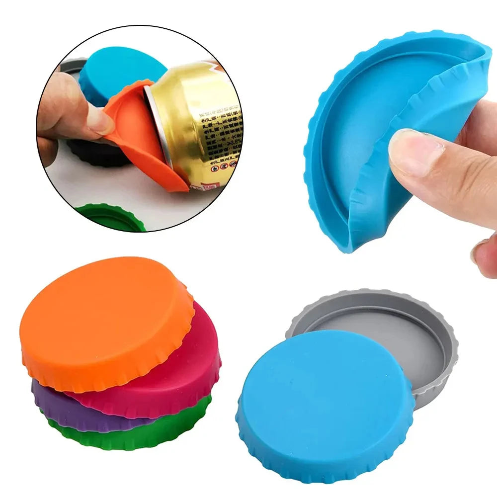 2 Styles Reusable Silicone Soda Can Lid Sealing Cover Protective